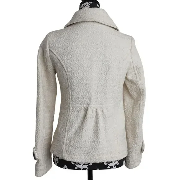 Women's Cream Preppy Twee Charlotte Russe Lined Button Up Jacket - S - Picture 2 of 11